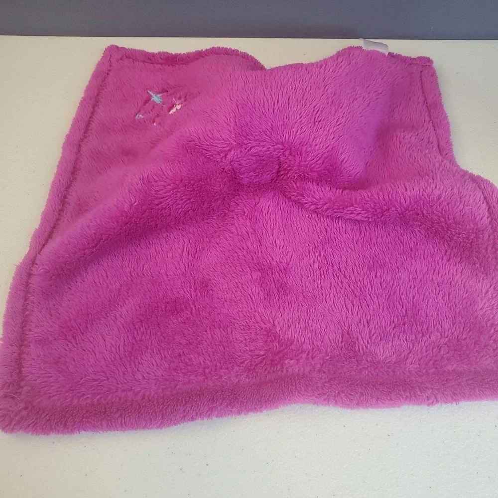 BABY GEAR Pink Teddy Bear Fuchsia Security Blanket Lovey Flower Soft Fleece 15